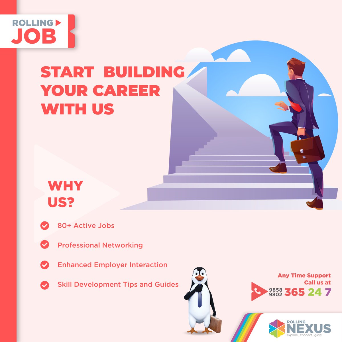 rollingnexus's tweet photo. Start Building Your Career With Us 

Why Us? 
✔ 80+ Active Jobs
✔ Professional Networking 
✔ Enhanced Employer Interaction
✔ Skill Development Tips and Guides 

#RollingNexus
#RollingJob
#ExploreConnectGrow
#NetworkofNewPossibilities https://t.co/OD2LjrGZsi