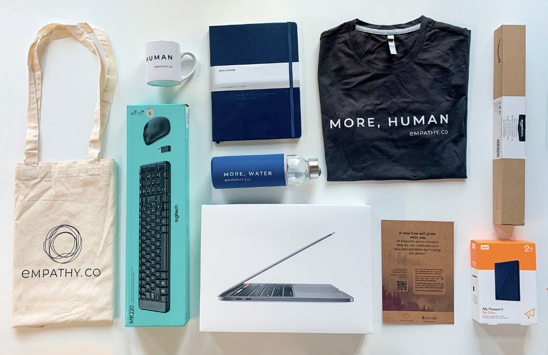 Here’s the Empathy Welcome Pack to warmly receive new hires.
The onboarding process is much more cooler with all this stuff!

#WelcomePack #employeeengagement