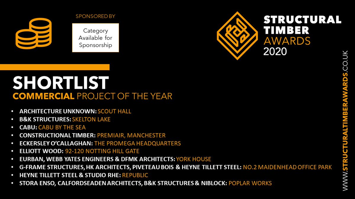 Structural Timber Awards (@stawards25) on Twitter photo Congratulations to our #STAwards Commercial Project of the Year Finalists: <a href="/arch_unknown/">Architecture Unknown</a> <a href="/BKStructures/">B&K Structures</a> #Cabu, #ConstructionalTimber, <a href="/EOCengineers/">Eckersley O'Callaghan</a> <a href="/ElliottWood_/">Elliott Wood</a>, @EURBANLimited #GFrameStructures, <a href="/HTS_London/">Heyne Tillett Steel</a> & <a href="/storaenso/">Stora Enso</a> ā view the full shortlist here: structuraltimberawards.co.uk/2020-finalists Congratulations to our #STAwards Commercial Project of the Year Finalists: <a href="/arch_unknown/">Architecture Unknown</a> <a href="/BKStructures/">B&K Structures</a> #Cabu, #ConstructionalTimber, <a href="/EOCengineers/">Eckersley O'Callaghan</a> <a href="/ElliottWood_/">Elliott Wood</a>, @EURBANLimited #GFrameStructures, <a href="/HTS_London/">Heyne Tillett Steel</a> & <a href="/storaenso/">Stora Enso</a> ā view the full shortlist here: structuraltimberawards.co.uk/2020-finalists