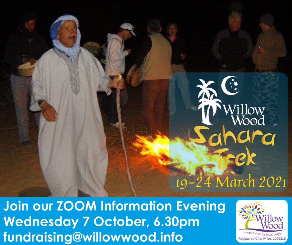 willowwoodh's tweet image. Book yourself on the Zoom Info Event to find out how you could trek across the Sahara in 2021 to challenge yourself and raise ££ for Willow Wood. Just email fundraising@willowwood.info.
#challenge #desert #fundraising
