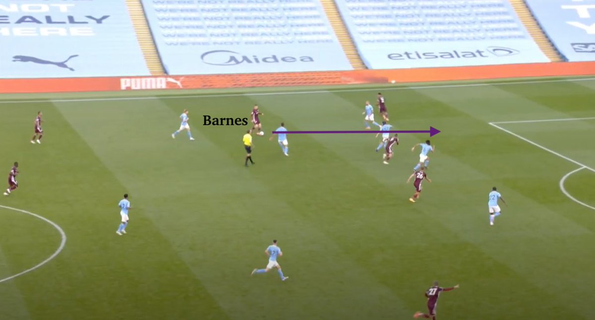 Therefore, often Barnes effectively formed a front two with Vardy, ensuring he wasn't isolatedThe partnership between the two was best shown during the 2 penalties that Vardy won,with Barnes driving inside & playing delicate thru balls into Vardy