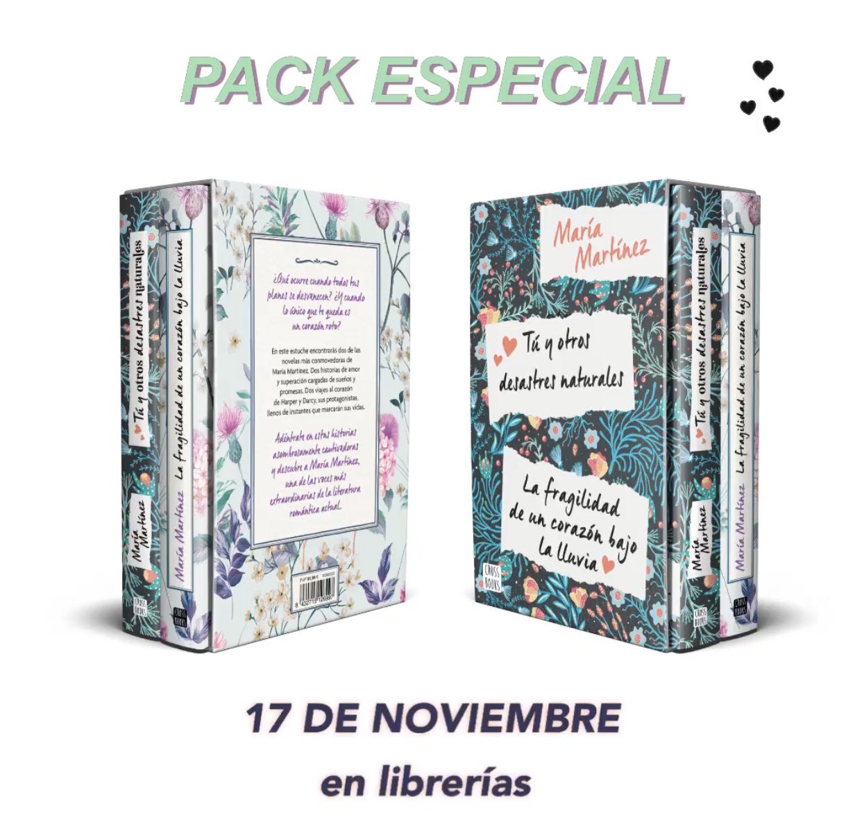 María Martínez on X: En noviembre podréis comprar un pack especial con Tú  y otros desastres naturales y La fragilidad de un corazón bajo la lluvia.  Por si no los tenéis y