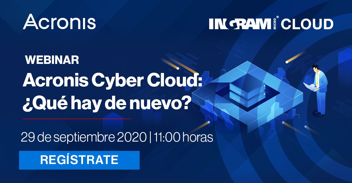 #IngramMicroCloudES ☁️Mañana te esperamos en el webinar Acronis Cyber Cloud: ¿Qué hay de nuevo? donde te contaremos todas las novedades que nos trae Acronis este mes. 

¿Te interesa? 👉zoom.us/webinar/regist…

#Acronis |  <a href="/Acronis/">Acronis</a> | @IngramEmilio