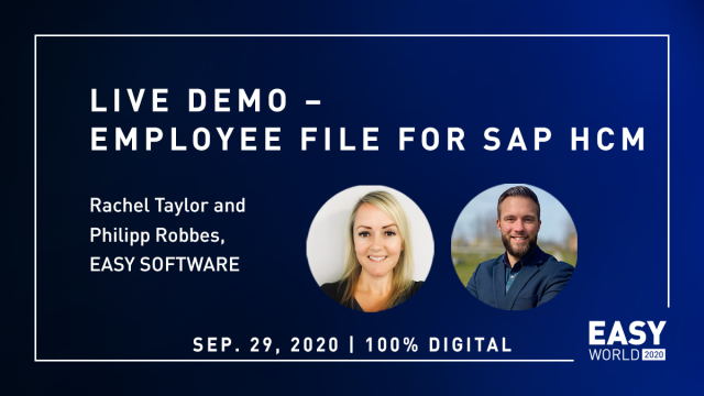 Tomorrow is our 10th EASY World event and this year I have the pleasure of presenting a slot, with Philipp Robbes, showing you the capabilities our Employee File for SAP. Take a look at the agenda to find out what more is on offer! bit.ly/2HgZNER bit.ly/3ib7RHd
