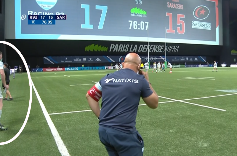 Even after he's been subbed off, you can see Ryan's leadership after the Juan Imhoff try.Down to the sideline in his mask, presumably appealing for focus and calm with a few minutes still still left.