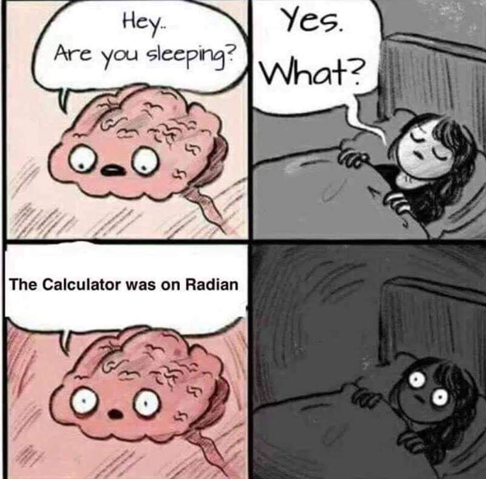 PhysicsChurston's tweet image. I feel for my yr 13's when they told me they forgot to change to the correct mode on their calculator....#cfgs #physicsproblems