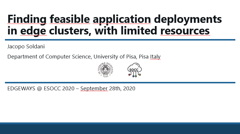jacopo_soldani's tweet photo. Just ended presenting my work at #EDGEWAYS. Very nice #workshop held at #ESOCC2020! #esocc #edgecomputing https://t.co/Vp2PLwEah0