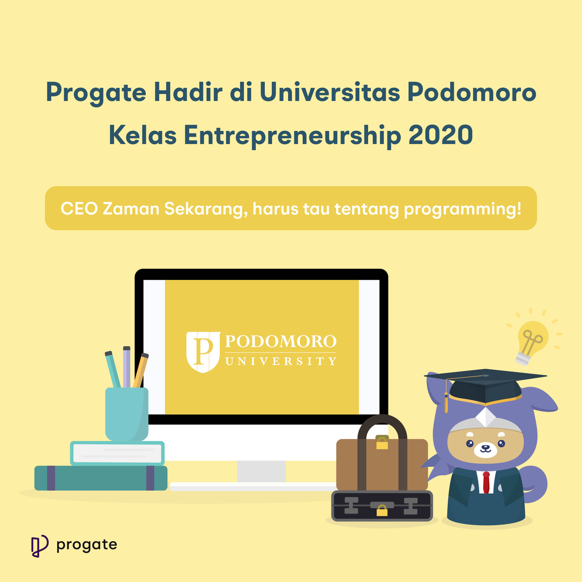readysetcodeid's tweet image. Hari ini, Progate hadir di kelas entrepreneurship di Universitas Podomoro!
Progate jadi bagian pengisi kelas Entrepreneurship.
Mau sekolahmu punya kurikulum programming dari Progate?
Kirim email ke info-indonesia@progate.com ya!
#programmingclass #belajarcoding #ambillangkahmu