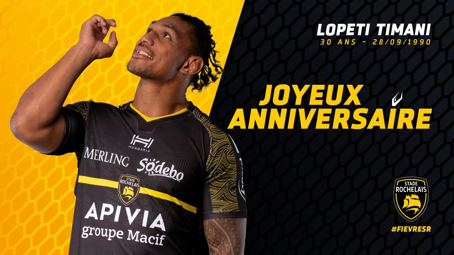  Happy Birthday ! Le troisième ligne, Lopeti Timani fête ses ans aujourd\hui ! 