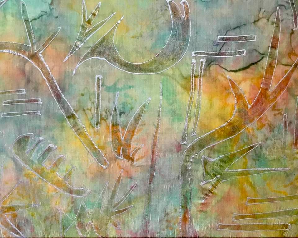 junefaulkner24's tweet photo. #HertsOpenStudios theme today is Its Completely Abstract - a dyed and painted silk piece is my contribution! https://t.co/dc7u315lMz