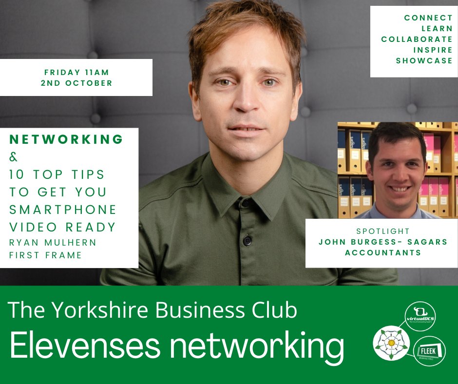 jonnyross's tweet image. New name, new look, new Elevenses, new day! Friday 2nd October at 11AM. Tips from @firstframeprod &amp;amp; John Burgess (@sagarsltd) our spotlight! Networking &amp;amp; conversation! Join here👉 facebook.com/groups/TheYork…
Connect. Learn. Collaborate. Inspire. Showcase.
#free #networking #Yorkshire