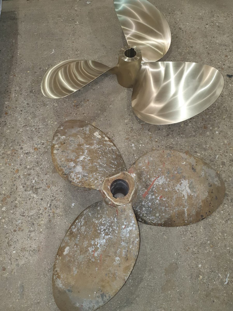 Out with the old and in with the new #propellers needed to be replace but with also do #boatprop repairs and straighten #propshafts