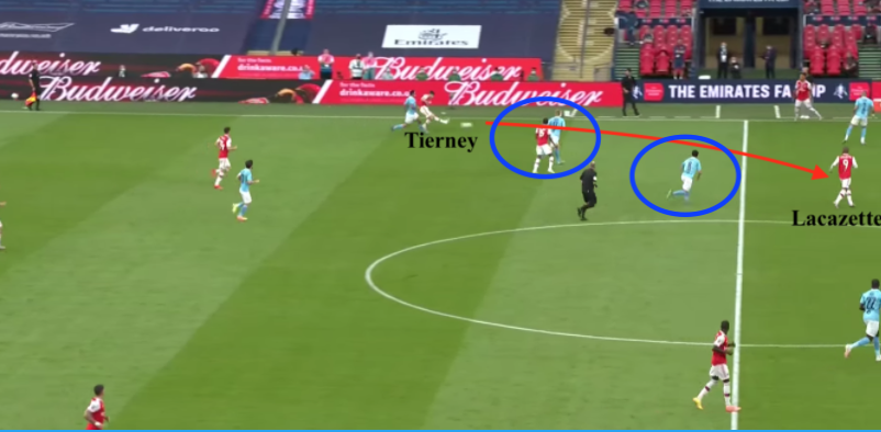 If you are going to press as aggressively as Man City,then it has to be carried out perfectlyAnd there were similar issues that Arsenal exposed in the FA Cup semi-final- Tierney advances past the press easily & KDB/Gündoğan are in frankly odd positions in the pressing structure