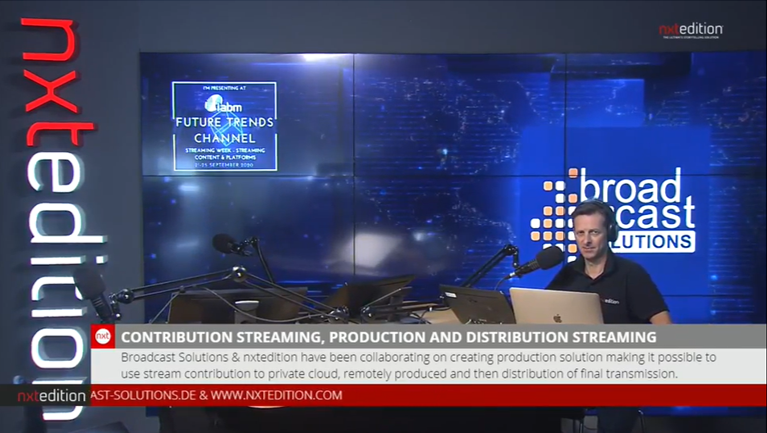 nxtedition's tweet photo. If you missed our #IABMFTC #StreamingWeek presentation, catch the full video here as @AdamLeah6 talks to @broadcast_sol about creating a unified remote contribution, #production and #distribution solution: https://t.co/JtveXtt4nw #microservices #playout #broadcast @TheIABM https://t.co/OHxA8MFg3T