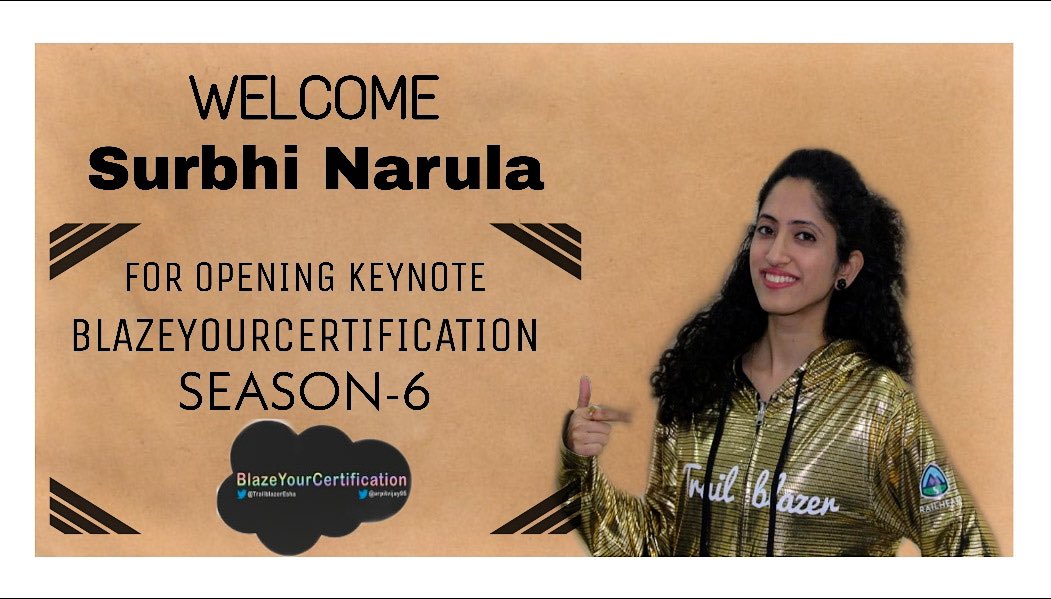 Esha #MC² (@trailblazeresha) on Twitter photo 📣Look who's opening Season 6 #BlazeYourCertification? 📣
It's one and only <a href="/NarulaSurbhi/">Surbhi Narula</a> #GoldenHoodieWinner
I'm too excited , how about you?
Don't wanna miss the chance for the upcoming season? Hear directly from her, and brush up skills for <a href="/salesforce/">Salesforce</a> Admin certification. 📣Look who's opening Season 6 #BlazeYourCertification? 📣
It's one and only <a href="/NarulaSurbhi/">Surbhi Narula</a> #GoldenHoodieWinner
I'm too excited , how about you?
Don't wanna miss the chance for the upcoming season? Hear directly from her, and brush up skills for <a href="/salesforce/">Salesforce</a> Admin certification.