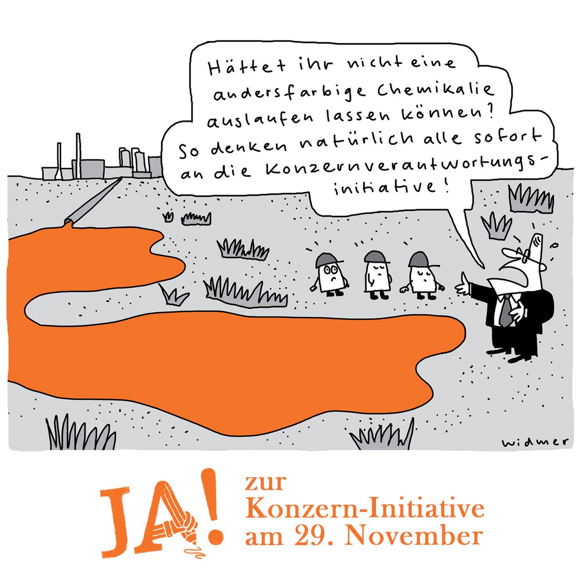 #KVI: Noch 9 Wochen bis zur Abstimmung! 10 Künstlerinnen und Karikaturisten stehen gemeinsam mit uns ein für ein JA zur Konzernverantwortungsinitiative am 29.11.! 👊 

Der Countdown geht los mit @RuediWidmer! Herzlichen Dank!

#RuediWidmerCartoons #KonzernVerantwortung