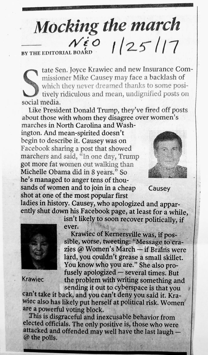 WayneGoodwinNC's tweet image. Not only NCGOP Lt Gov candidate Mark Robinson posted hateful remarks re women: 

@newsobserver editors scolded Repub Insurance Commissioner Mike Causey for his &quot;mean, undignified posts&quot; abt #women &amp;amp; called Causey&apos;s behavior &quot;disgraceful and inexcusable.&quot;

Vote Goodwin. #ncpol