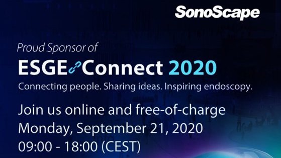 STEndoscopia's tweet photo. En estos momentos comienza el ESGE Connect 2020 en versión virtual. Entra y pincha en el Logo de @SonoscapeGlobal para conocer las novedades: #4LED, #Ecoendoscopio, #Duodenoscopio, #Pequeño_Diámetro y mucho más...
Entra en https://t.co/nzHXY5ZVa6
#STEndoscopia #ESGEConnect2020 https://t.co/noqKu8c8rO