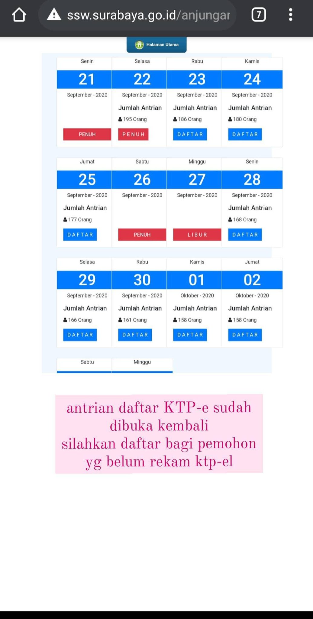 Dispendukcapil Surabaya On Twitter Pendaftaran Perekaman Ktp El Sudah Dibuka Kembali Klik Link Berikut Https T Co 7gytv0fnqv