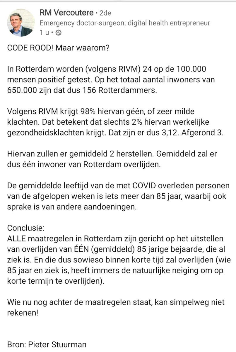 Arts Rik Vercoutere over disproportionaliteit van de maatregelen. Met een voorbeeld geeft hij aan dat “code rood” helemaal niets voorstelt.  #kritischegeluiden  #coronamaatregelen