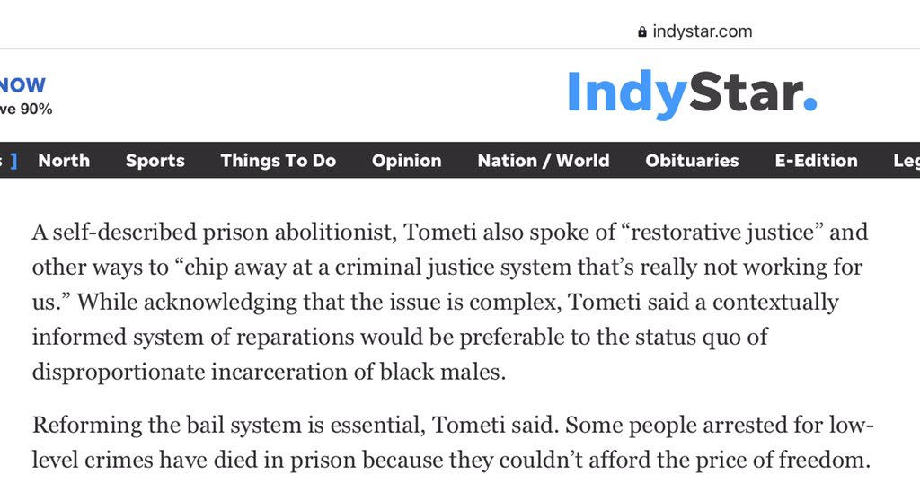 When Opal Tometi told students at Notre Dame, as reported in the IndyStar in 2019, that she was a prison abolitionist, she did not seem confused. https://www.indystar.com/story/news/2019/01/21/black-lives-matter-co-founder-opal-tometi-speaks-notre-dame/2641487002/