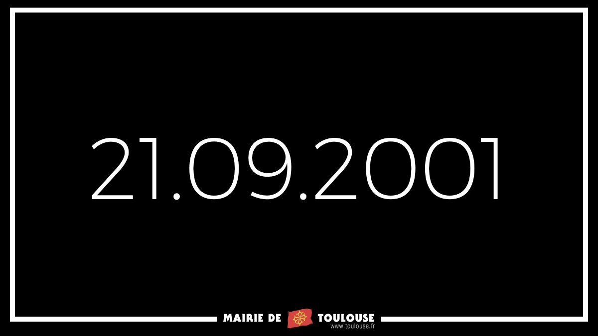 Il y a 19 ans, le vendredi 21 septembre 2001 à 10h17, l’usine #AZF de #Toulouse est détruite par l’explosion d’un stock de nitrate d'ammonium. Cette explosion cause la mort de 31 personnes et fait 2500 blessés. Toulouse n'oublie pas.