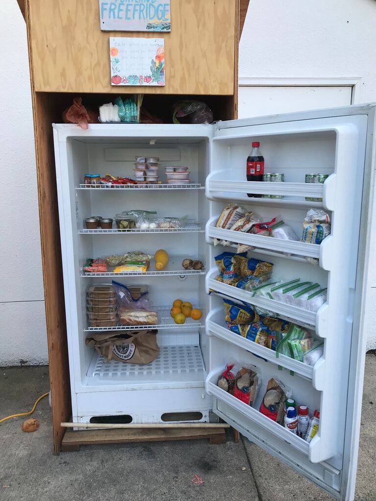 PDXFreeFridge's tweet photo. we got a bunch of items out to pantries and fridges in N/NE today, including frozen &amp; prepared meals plus tons of toiletries! for exact locations, please refer to the map listed in our linktree. as always, remember to take what you need and give what you can! thanks so much ❤️ https://t.co/mjzpQwiB8C