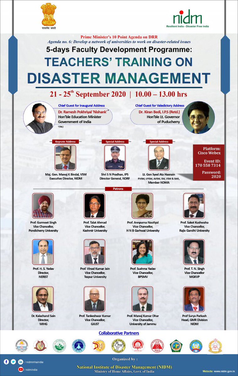 satyaprad1's tweet photo. #CollaborationForGood 🇮🇳
✅Welcome collaboration between DM agencies & Academia
✅Happy to address the Teacher’s Training Pgm on DM
✅Much needed initiative by @nidm
✅Facilitated by @ndmaindia
@NDRFHQ @HMOIndia @PIBHomeAffairs https://t.co/j9t9FrMzyl