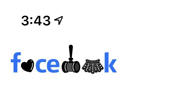 Not sure what’s up with today’s @Facebook logo- are they trying to get cute in memory of RGB or show that they’re down with bdsm?