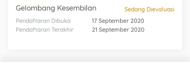 [GELOMBANG 9 AKAN DITUTUP]

Assalamu'alaykum. 

Selamat ya berkesempatan menjadi peserta prakerja Gelombang 8 🙂 

Bagi yang masih menunggu gelombang selanjutnya (hanya sampai gelombang 10), silakan gabung ke grup sharing informasi seputar prakerja 🚀
t.me/joinchat/M0ZeX…