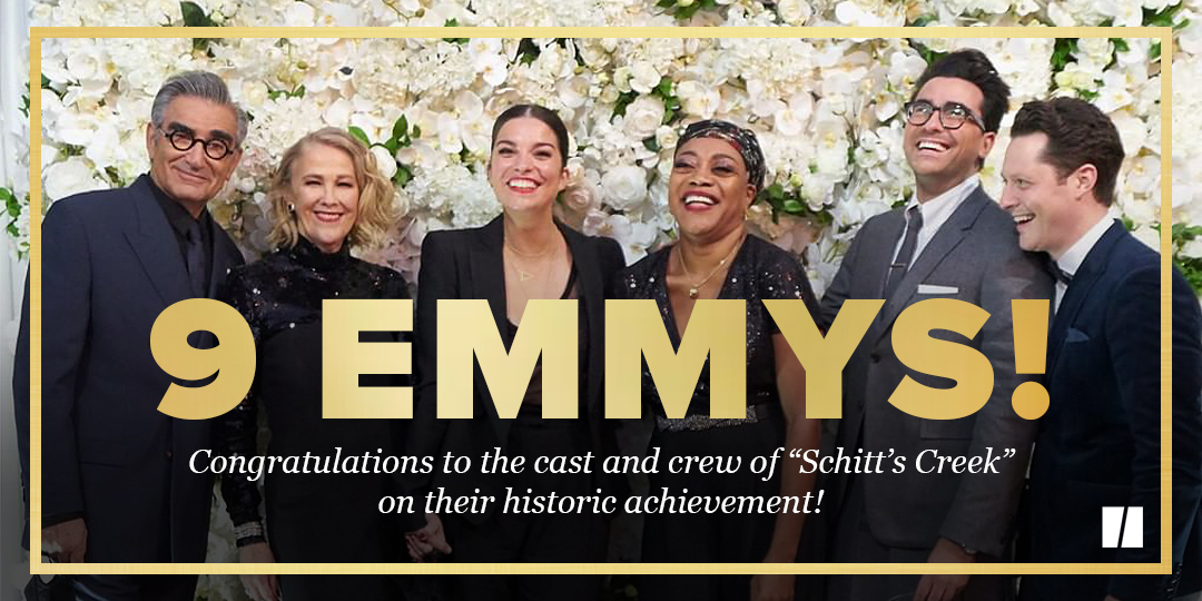 HuffPostCanada's tweet photo. A massive 👏 for @SchittsCreek, which got the most wins in a single season for a comedy EVER, and swept all four acting Emmys for a comedy in the same year — the first time that's happened in the award show's 72-year history. https://t.co/pLxzVkXd2y