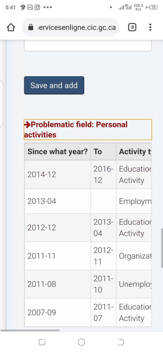 SohkAde's tweet photo. @CitImmCanada Hi IRCC, I'm experiencing difficulty updating the Personal History form on my PR application. I have updated the form with the most recent activity at the top and no gaps for the last ten years but status is still 'in progress'. Kindly assist with this https://t.co/fuL1QLPi53