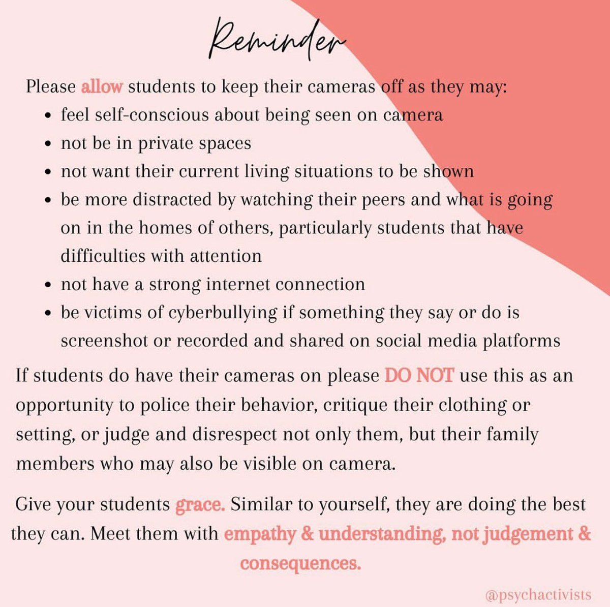 Something to keep in mind as you navigate the school week ! #empathy #BackToSchool2020 #BackToSchool #Schoolpsych #virtuallearning