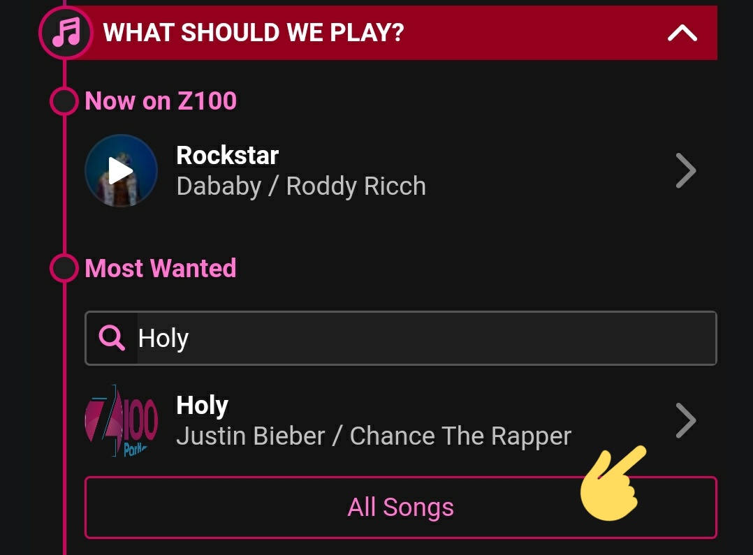 "Giving a "Thumbs Up"1. Press the link.2. Type "Holy" in the "What Should We Play?" search box.3. Press the arrow.4. Give it a "".