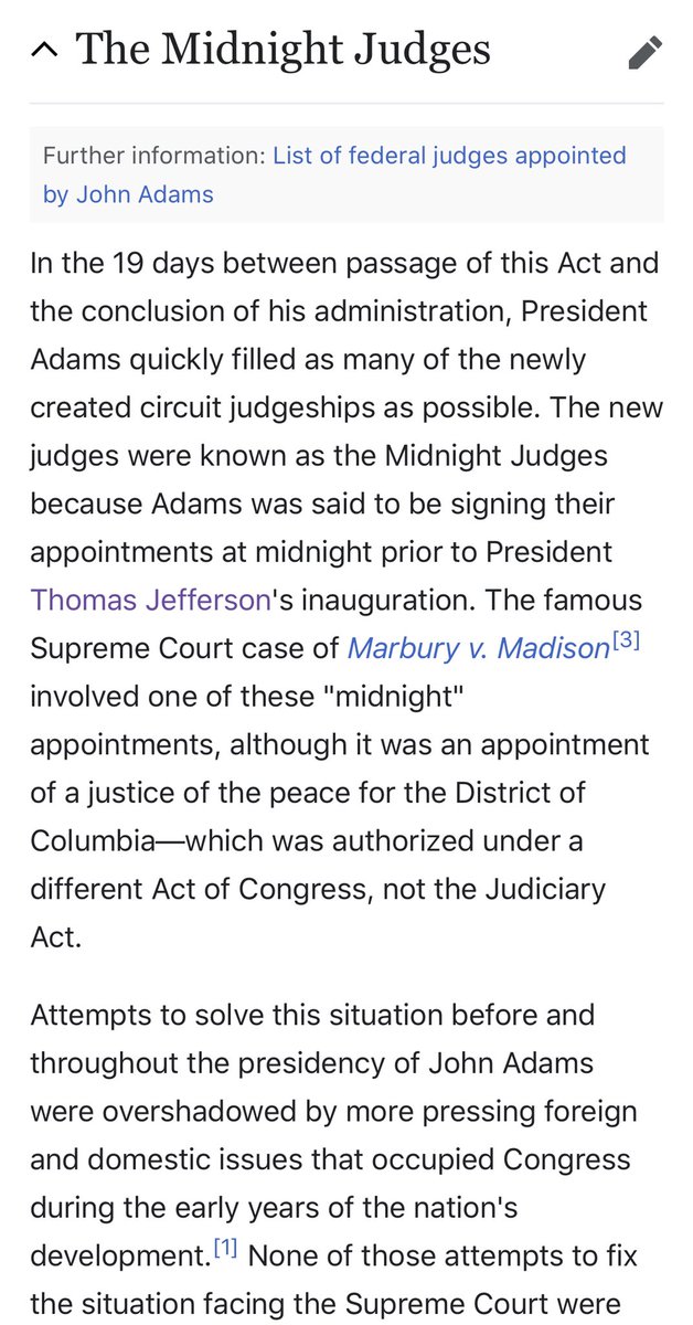 Midnight Judges Act was to provide for the more convenient org of the Courts. Was an effort to solve issue in the U.S. Supreme Court during the early 19th century. The system required Justices of the SC to "ride circuit" & reiterate decisions made in the appellate level courts.