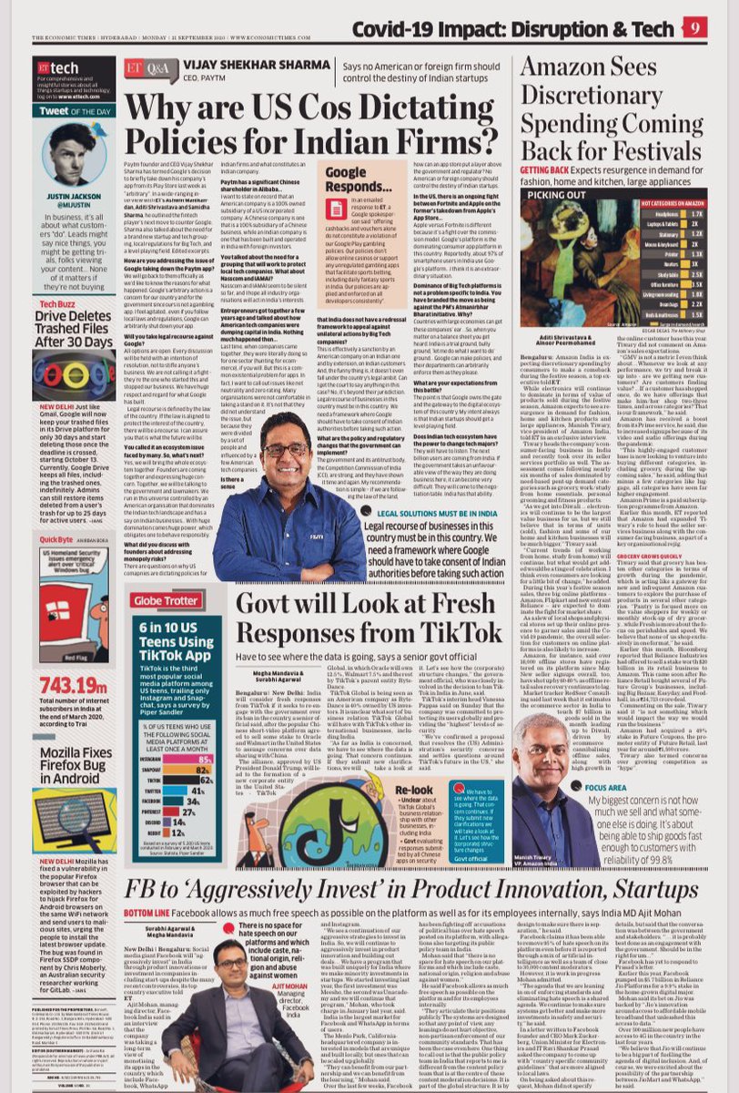 ETtech's tweet image. A look at all the top #ETtech stories in the paper 👇🏽👇🏽
