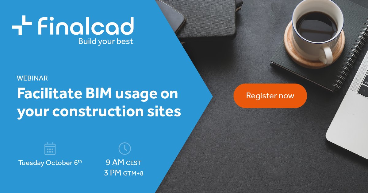 [Webinar] Facilitate BIM usage on your construction sites
Register now: ow.ly/7gQp50Bwebg
🗓️ Tuesday, October 6th at 3:00pm - Singapore time| 🕛30 mins
Find out how Finalcad enable your teams to easily collaborate with BIM.