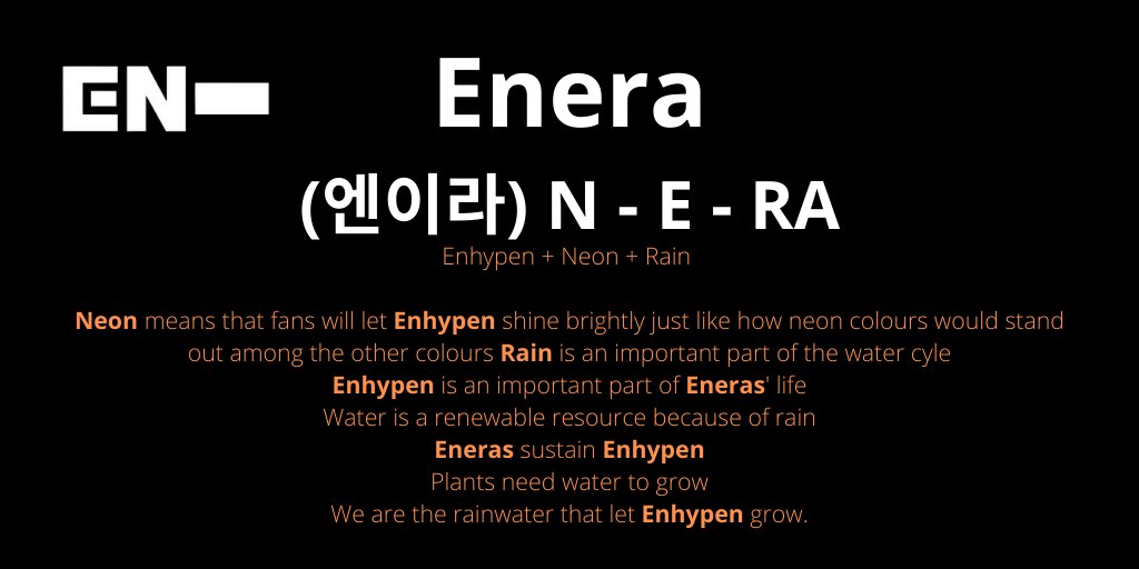 [ #ENHYPEN FAN CLUB NAME SUBMISSIONS THREAD]Here are 4 of the names you guys submitted to our tracker!EGOSEnCOREEnera / (엔이라) N - E - RAEnha (엔하) @ENHYPEN @ENHYPEN_members #엔하이픈 #ENHYPEN_FandomName