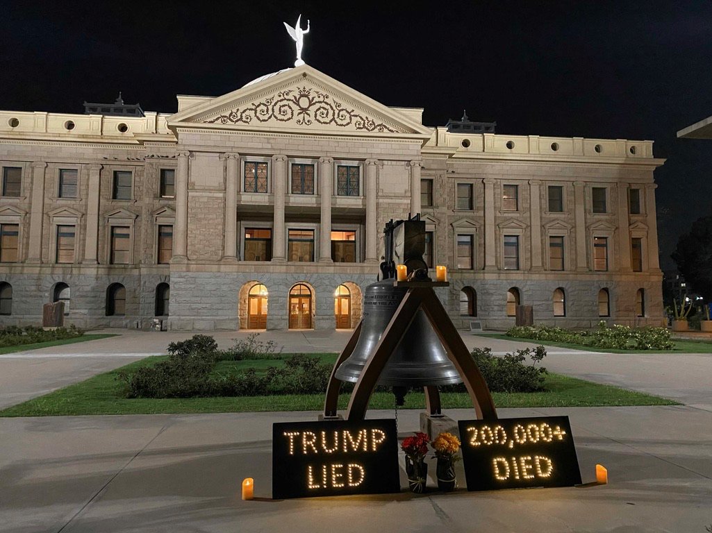 And at the Arizona State Capitol in Phoenix. #TrumpLied200KDied