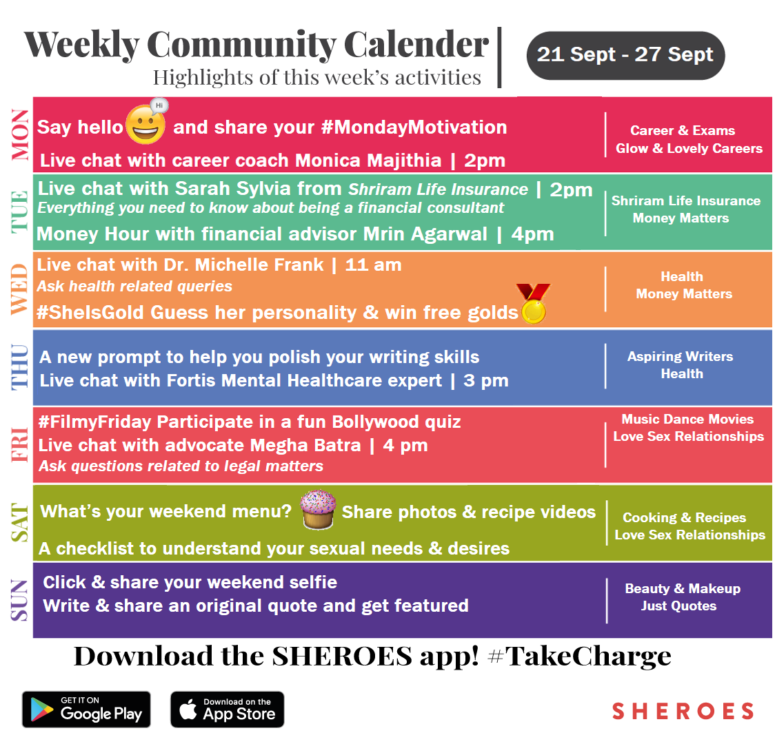 sheroes's tweet photo. #OnSHEROESAppThisWeek #MondayMotivation
Grow your #writing skills, invest in #health, #financialliteracy, #careergrowth and tons more 🧚
Download the SHEROES app & #TakeCharge: https://t.co/BBAH5cBEJf https://t.co/9BeCZQb2Um