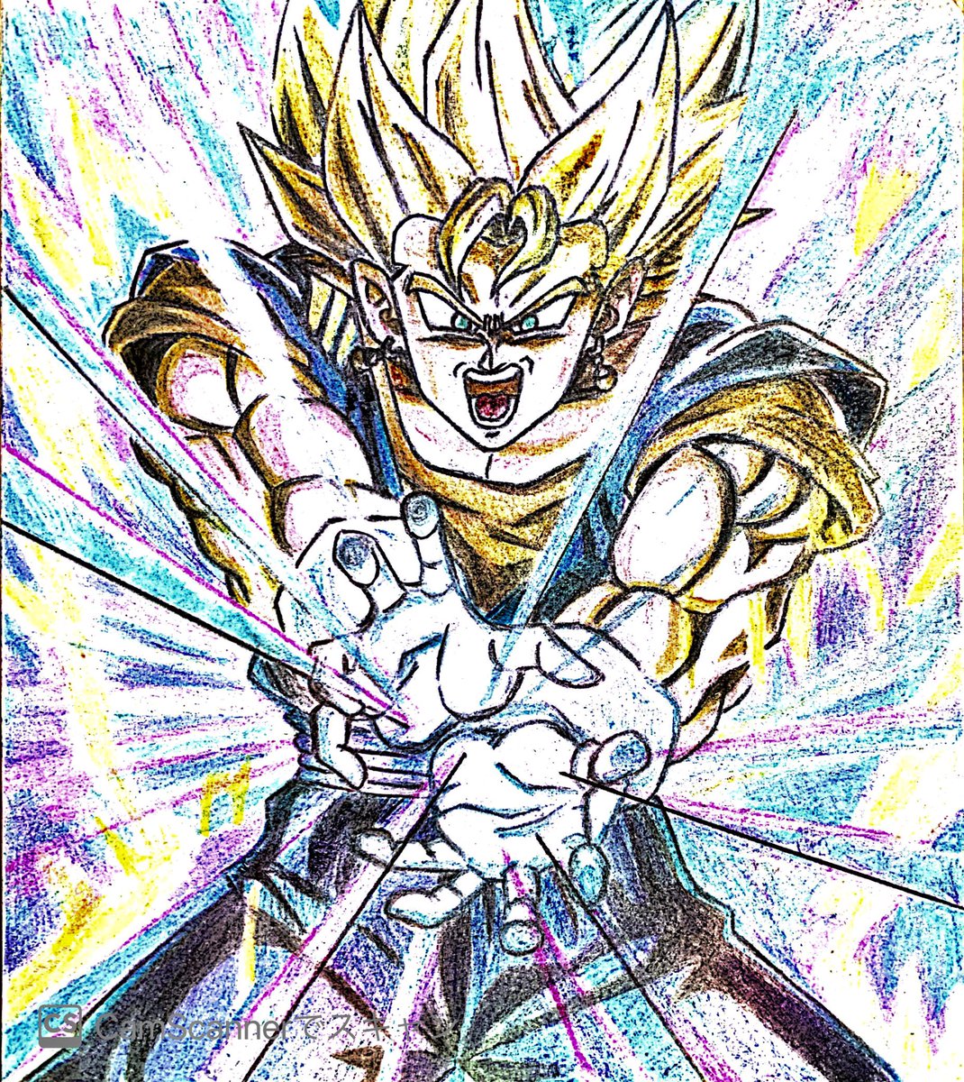 龍ピー 初の色鉛筆画でベジット描いてみました 色が薄かったので再投稿 ドラゴンボール イラスト ベジット ドッカンバトル イラスト好きと繋がりたい 色鉛筆画