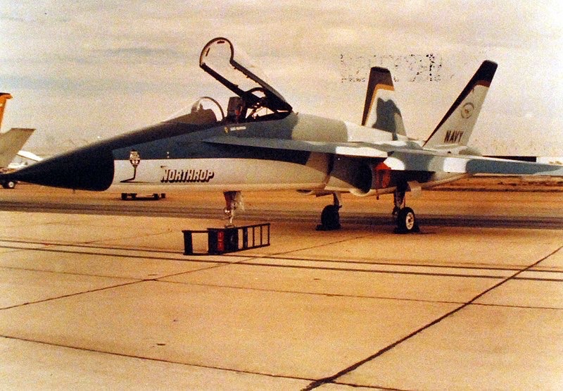 A YF-17A/F-18 Prototype is parked at Naval Air Station Miramar on Oct. 28, 1977. McDonnell Douglas Corp, with Northrop as principal subcontractor is the builder of the aircraft. (📷James C. Brown, U.S. Navy, now in the collections of the National Archives)