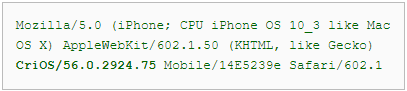 alsacreations's tweet photo. Sur iOS (iPhone, iPad) Chrome va changer son identification user-agent vers "CriOS" (car Cr = symbole chimique du Chrome.. sur iOS). https://t.co/1W4xJf82BZ