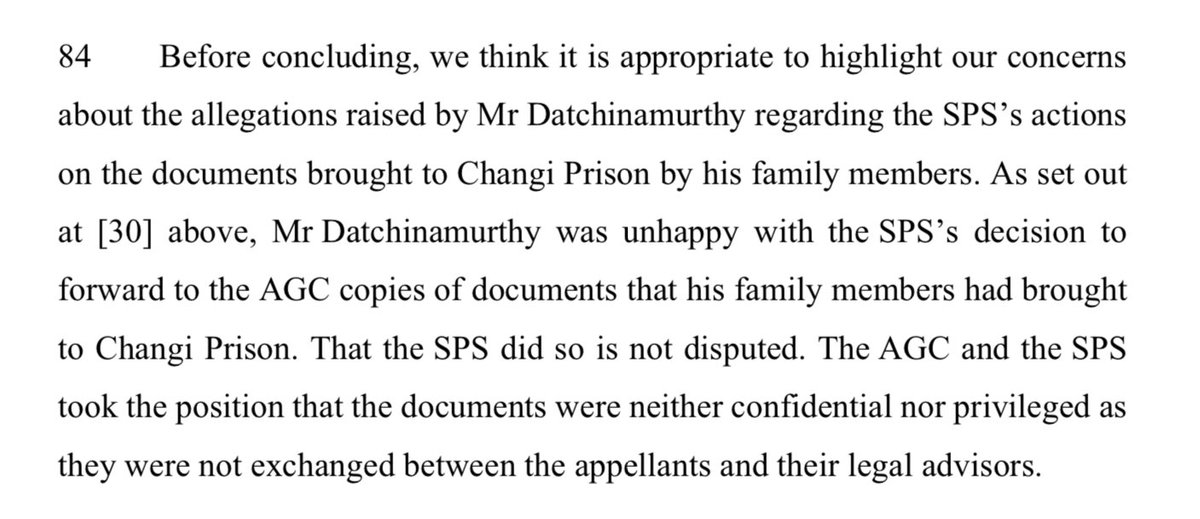 When Datchinamurthy complained, the Singapore Prison Service and Attorney-General’s Chambers argued that they hadn’t done anything wrong since his documents weren’t privileged communications between him and his lawyer. (So what about Syed’s letter to his lawyer in 2018?!)