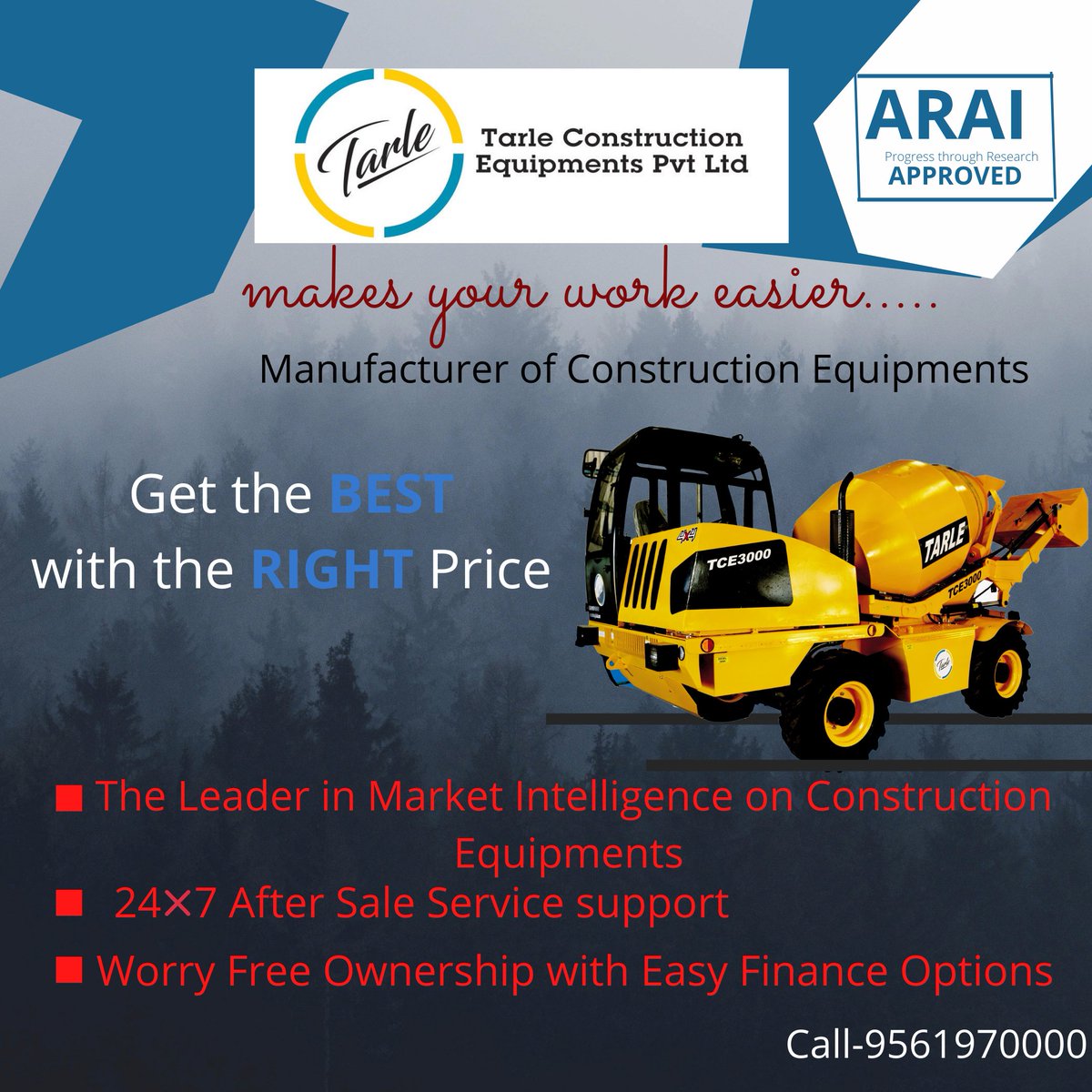 TarleLtd's tweet photo. Get the high-Quality Self Loading Concrete Mixer with the Best Deals.
To know More Visit- https://t.co/etu7oPiTxk
#TarleConstructionEquipments #makesyourworkeasier #Constructionequipment #TCEPL #selfloadingmixer #stayhomestaysafe #tarleselfloadingmixer #Qualityproduct https://t.co/HEFy98tR1E