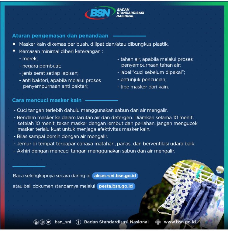 Cara mencuci masker kain yang direkomendasikan BSN