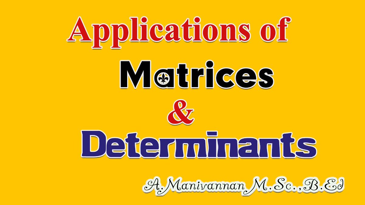 Class 12 : Applications of Matrices and Determinants

youtu.be/328zjXekYT8
#class12
#OnlineClasses 
#TNSCERT
#Maths