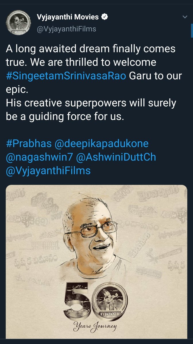 Indirectly @VyjayanthiFilms had said that PrabhasNagashwin mve is #Prabhas22 and #Adipurush is Prabhas21