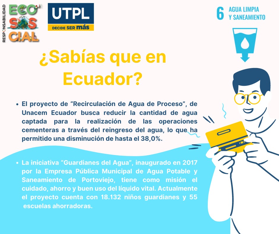 Ecuador se ha sumado al cambio y al progreso.
 ¿Qué esperas tú para unirte? 
Pequeñas acciones hacen la diferencia🌍🙌

#ECOSOSCIAL
#AguaLimpiaySaneamiento
#ODS
#UTPL
