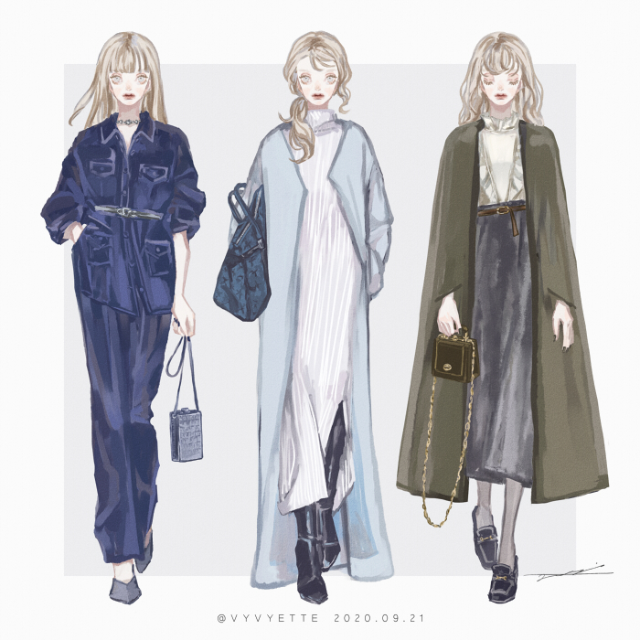 「2020-21 秋冬ファッション まとめ 」|ツツイモモエのイラスト